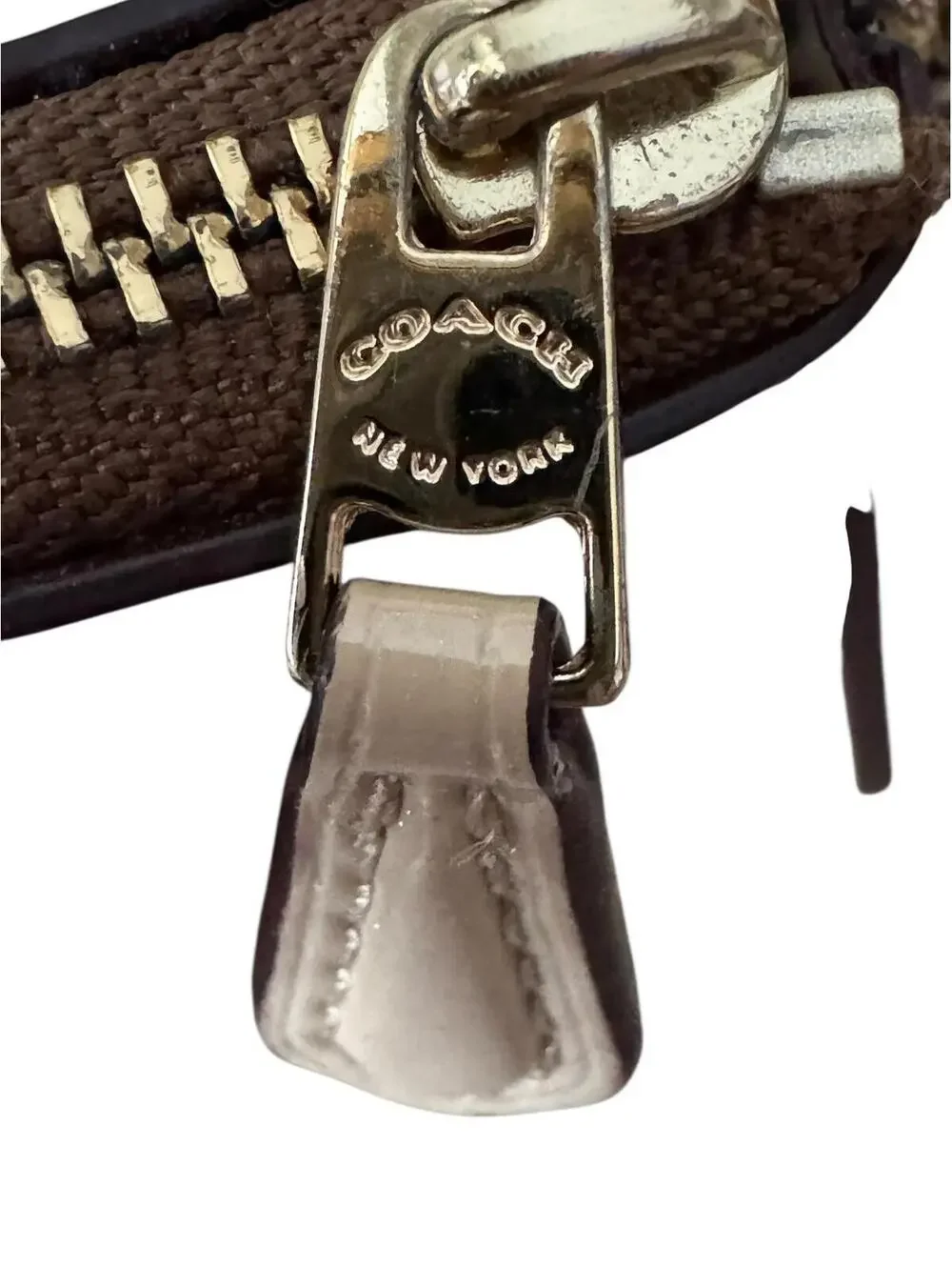 Coach Signature Wristlet Platinum Patent Stripe Shimmer
